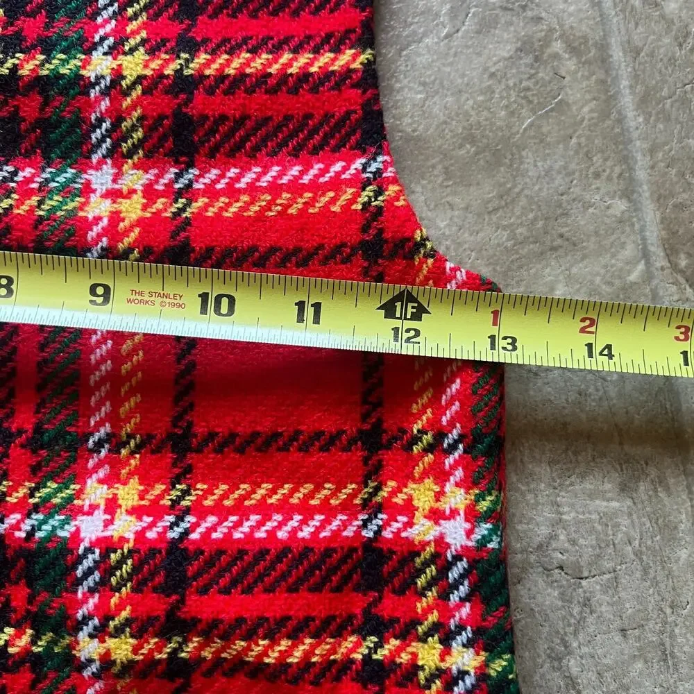 Vtg 60s Girls Red Tartan Plaid Jumper Dress Mod Preppy Academia Classic Holiday